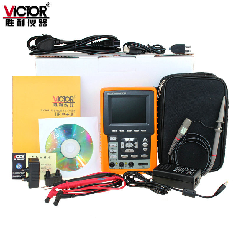 胜利手持式示波表VC210VC220双通道彩色示波器20MHZ带电脑接口