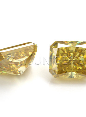 热销金黄色雷迪恩莫桑石裸石异形长方倒角彩色原色莫桑裸石现货批