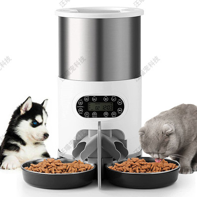 宠物自动喂食器猫咪智能自动双出食喂食器不锈钢喂食器定点喂食器
