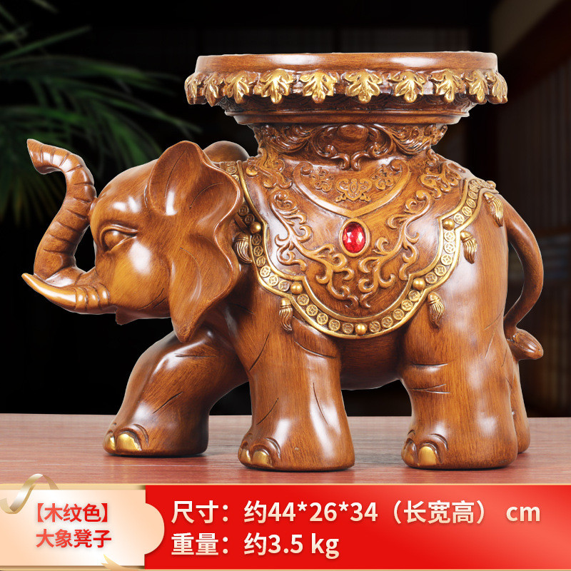 吉祥批发玄关摆件招财仿木大象换鞋凳树脂工艺品中国风创意礼品