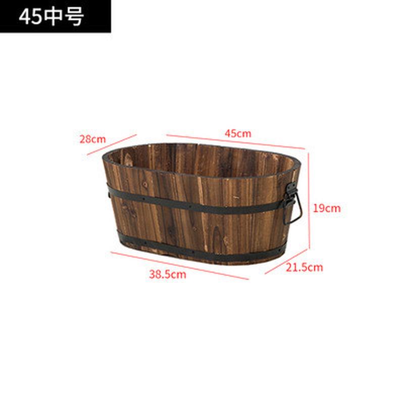 防腐木花箱实木户外庭院碳化花盆长方形种植箱花槽木制种菜绿植盆