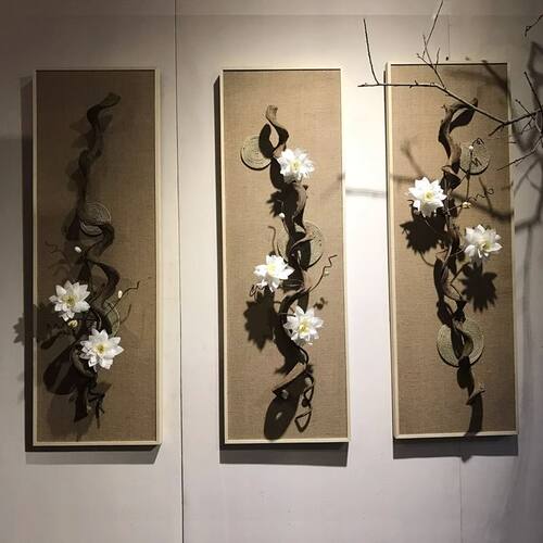 新中式立体装饰画干花客厅背景壁挂墙面树枝挂件民宿走廊墙上壁饰