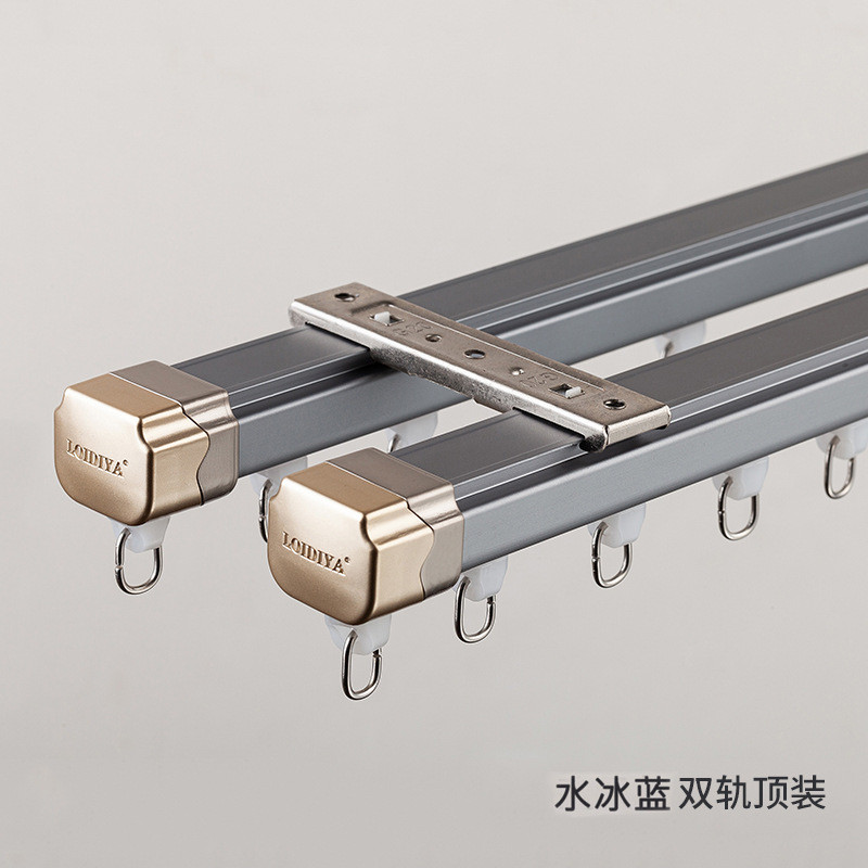 sw1c批发恒辉单轨铝合金静音窗帘轨道直轨顶装窗帘杆重型双轨导轨