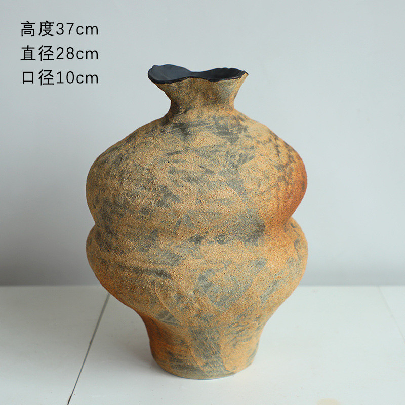 景德镇陶瓷花瓶摆件客厅插花新中式侘寂风餐桌小花器姑复古粗陶罐