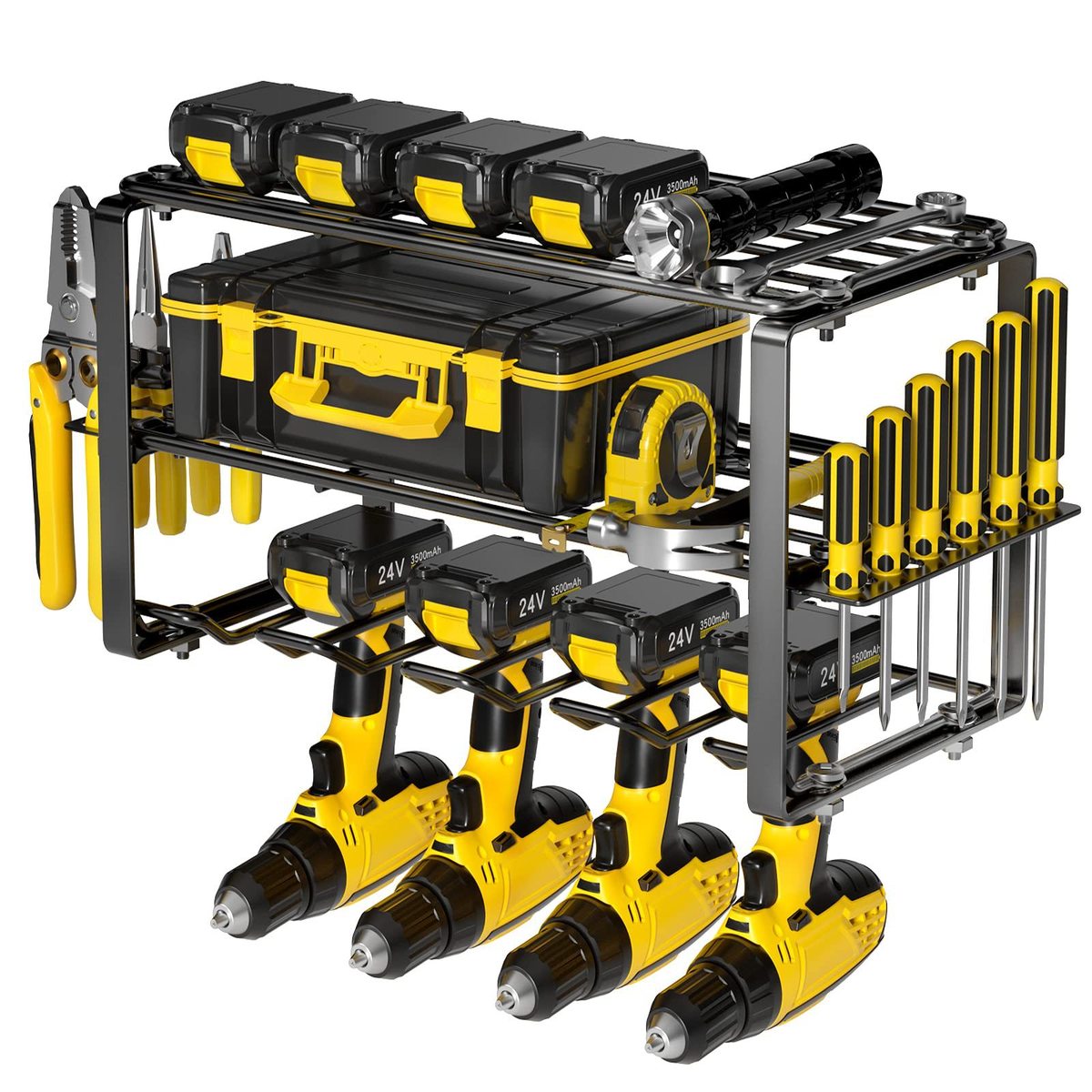 简约手持电动工具收纳架螺丝刀手电钻工具壁挂式储物架工具架