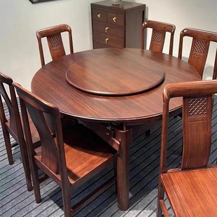轻奢小户型餐桌方圆两用家用饭桌 乌金木实木床餐桌新中式