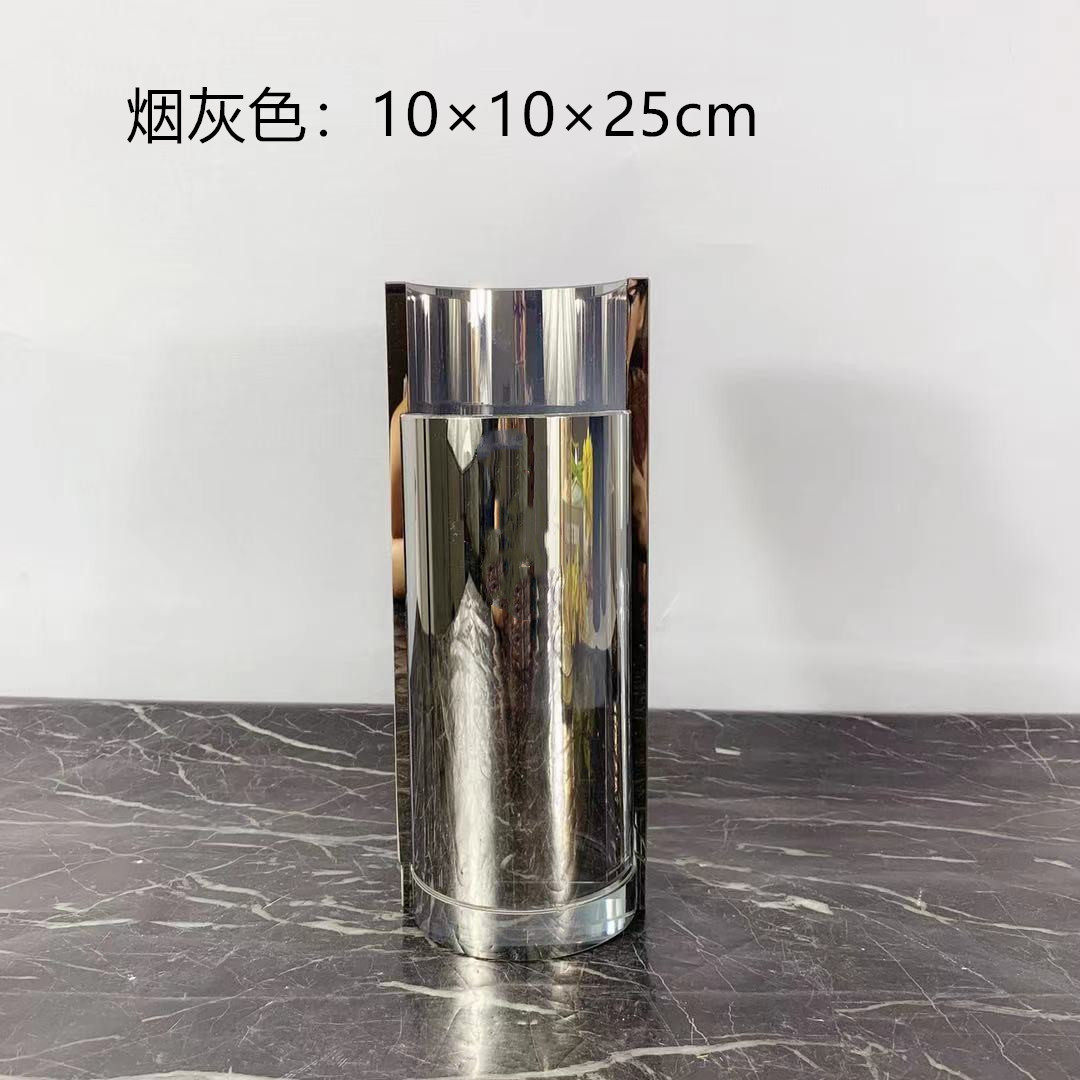 插花创意水晶玻璃花器现代简约摆件样板间客厅书房桌面摆设装饰品
