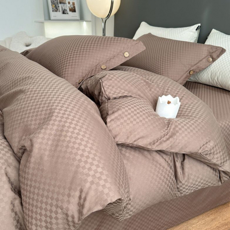 轻奢感60支宿舍床单三件套床上四件套100长绒棉被套4工厂一件批发