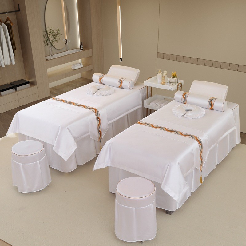 夏季冰丝美容床罩四件套高档美容院采耳按摩床套洗头理疗床单批发