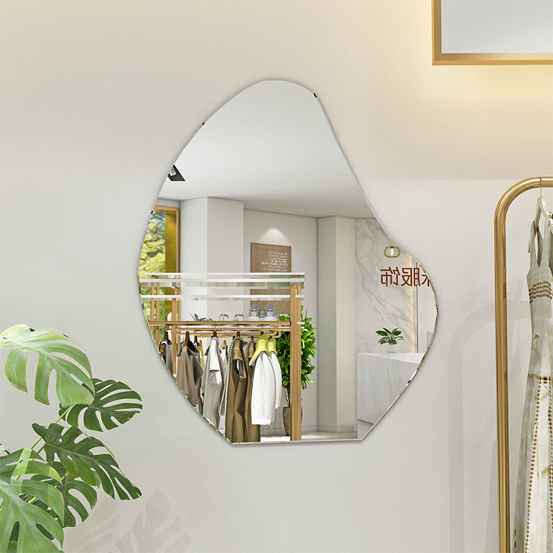 现代简约无边框镜子浴室镜ins风壁挂玄关试衣镜洗手台异形装饰镜