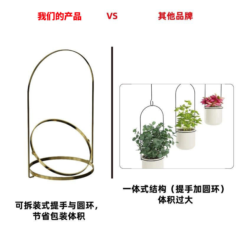 电商阳台创意花盘挂架铁艺花篮欧美风家居多肉壁挂悬挂式花盆