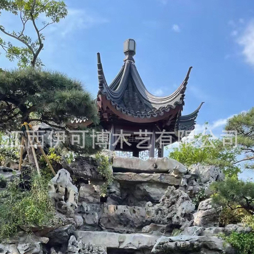 五折防腐木凉亭户外中式古建仿古亭子重檐四角廊亭景区公园农村