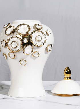 热销陶瓷将军电镀贴花金色新款罐欧式花插花瓶工艺品摆件装饰储物