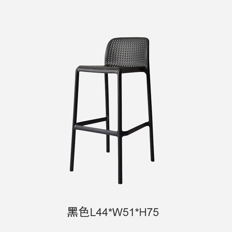 北欧设计师吧台椅现代简约轻奢塑料吧椅堆叠户外酒吧网红高脚凳子