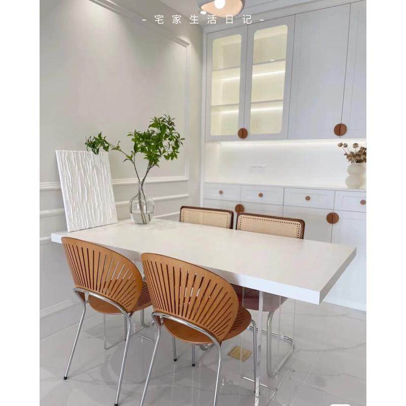 热销亚克力板岩悬浮餐桌椅现代简约家用小户型白色岛台透明亚克力