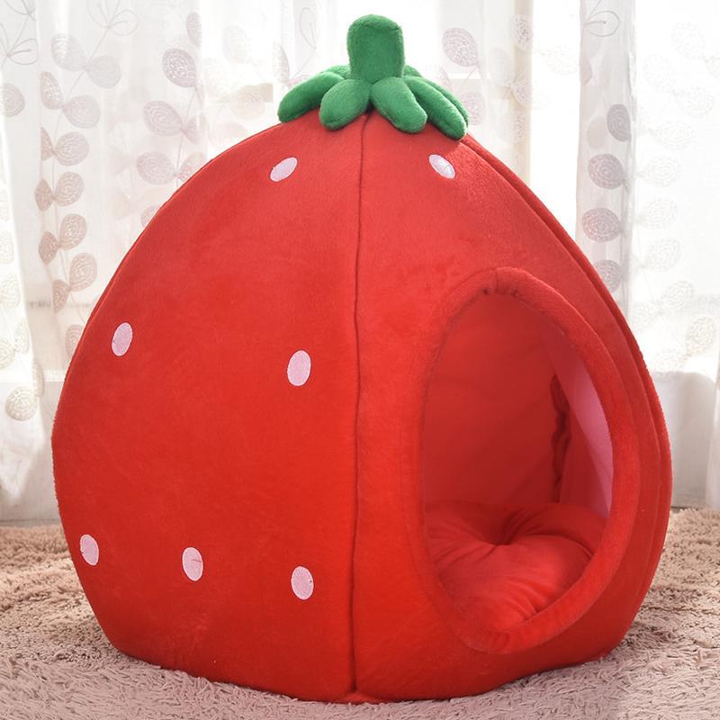 宠物窝封闭草莓屋蒙古包式草莓窝猫窝狗窝四季小型犬猫宠物泰迪猫