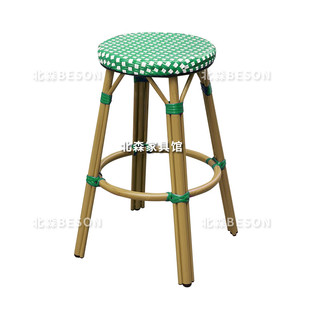 酒吧椅法式吧台椅吧藤编户外高脚凳网红咖啡厅餐吧台凳复古吧椅