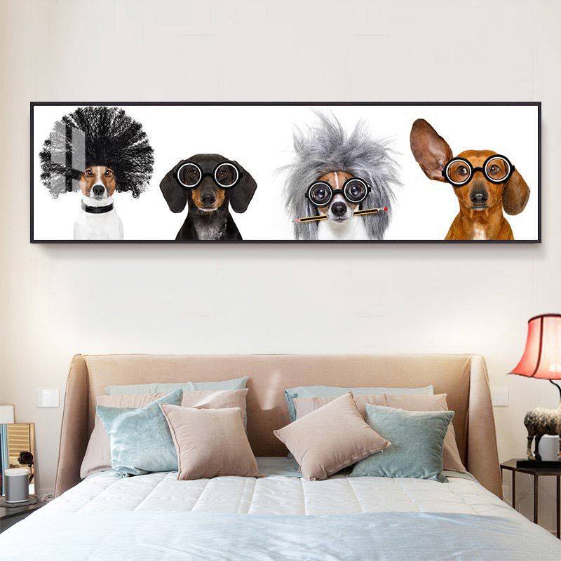 现代简约卡通儿童房装饰画卧室客厅样板间挂画可爱民宿动物壁画