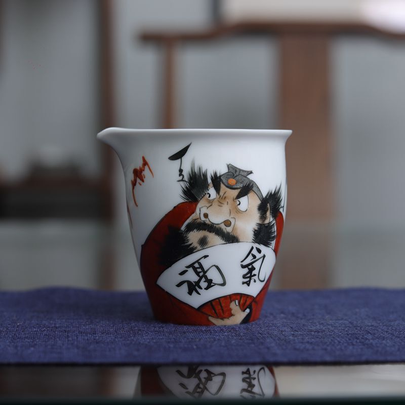 九希堂陶瓷茶具公道杯陈胜波手绘人物画钟馗文人分茶器茶海匀杯