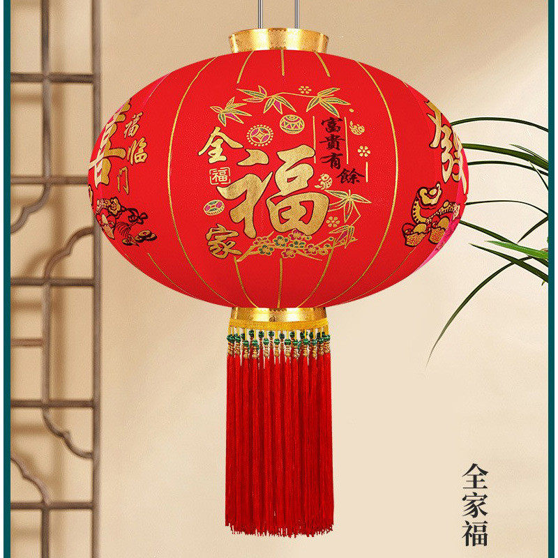 春节福字新年大红灯笼古风装饰大门两侧户外一对阳台过年植绒灯笼