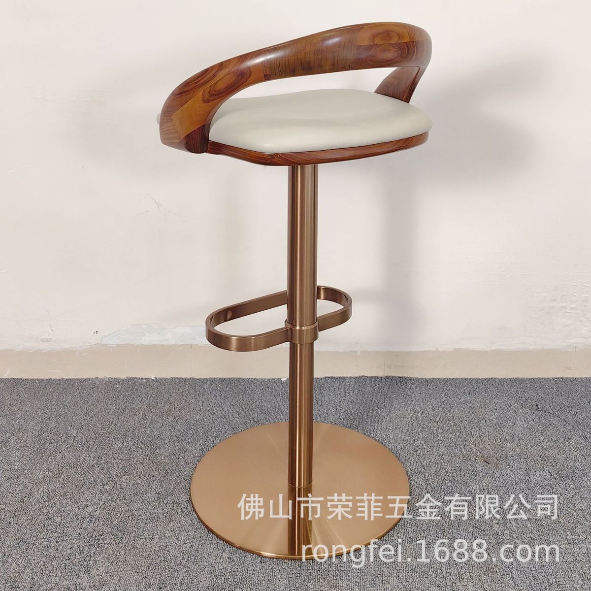 升降式轻奢乌金木吧椅家用极简吧台椅设计师高脚椅意旋转岛台椅