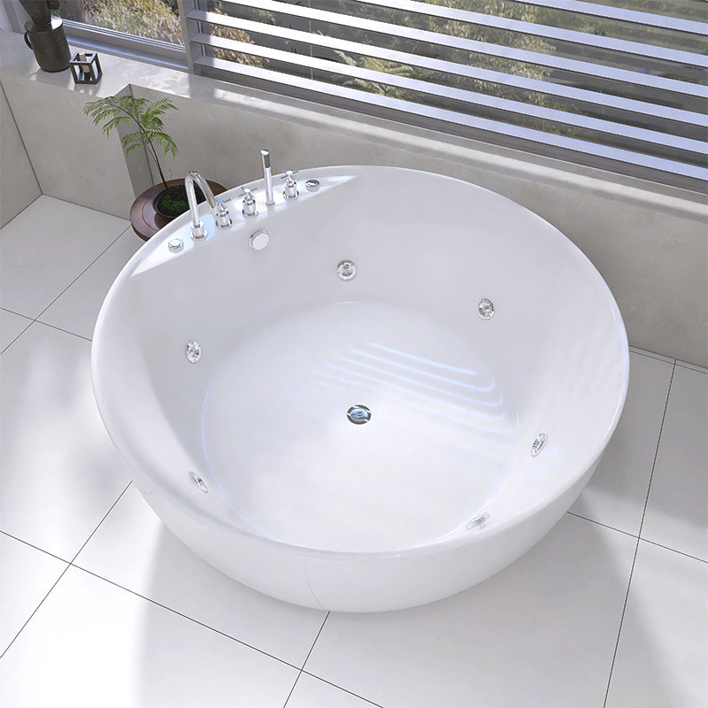 热销亚克力圆形浴缸家用小户型按摩恒温浴池一体网红民宿酒店大型