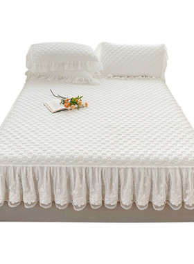 nn0i公主风夹棉床裙单件四季款蕾丝花边裙床围罩床笠带裙边床单床