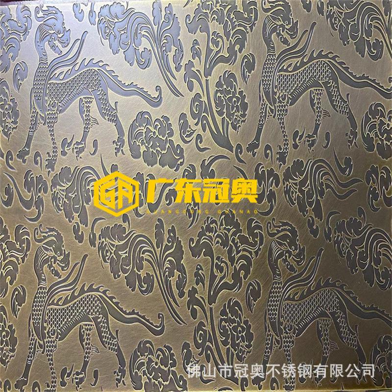 不锈钢蚀刻回字纹,不锈钢腐蚀祥云,图案雕刻金属壁画