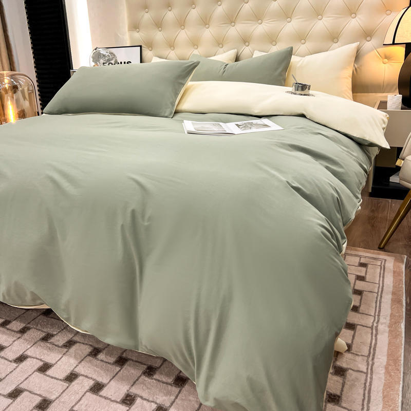 gz6m纯色双拼简约大气被子单人学生宿舍4床上用品四件套床单三件
