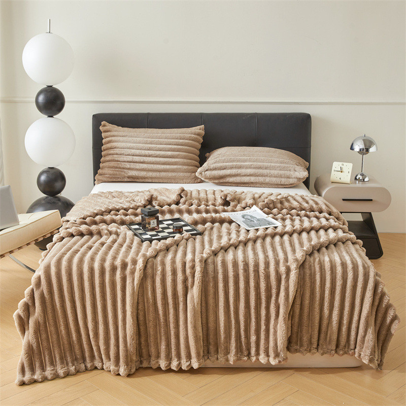 毛毯加厚兔毛绒毯子沙发盖毯午睡毛毯纯色沙发毯活动礼品批发毯子