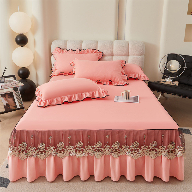 欧式公主床罩单件床裙式席梦思保护套防滑荷叶边1.5m1.8米2.0床套