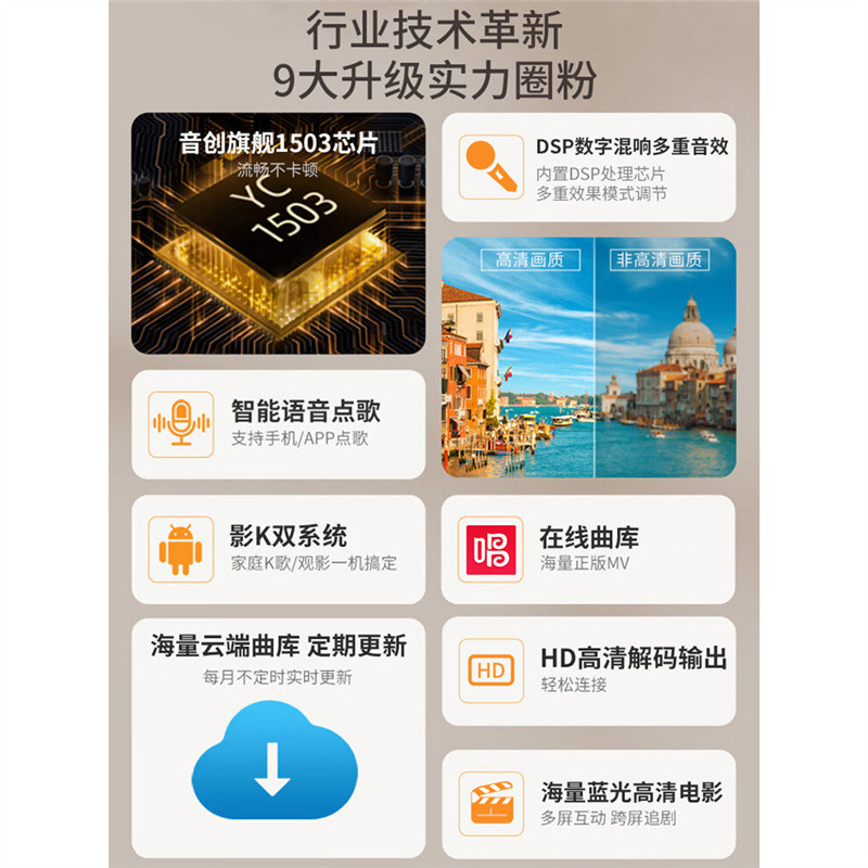 音创Q22新款点歌机触摸屏一体机家庭ktv音响套装卡拉OK唱歌机家用