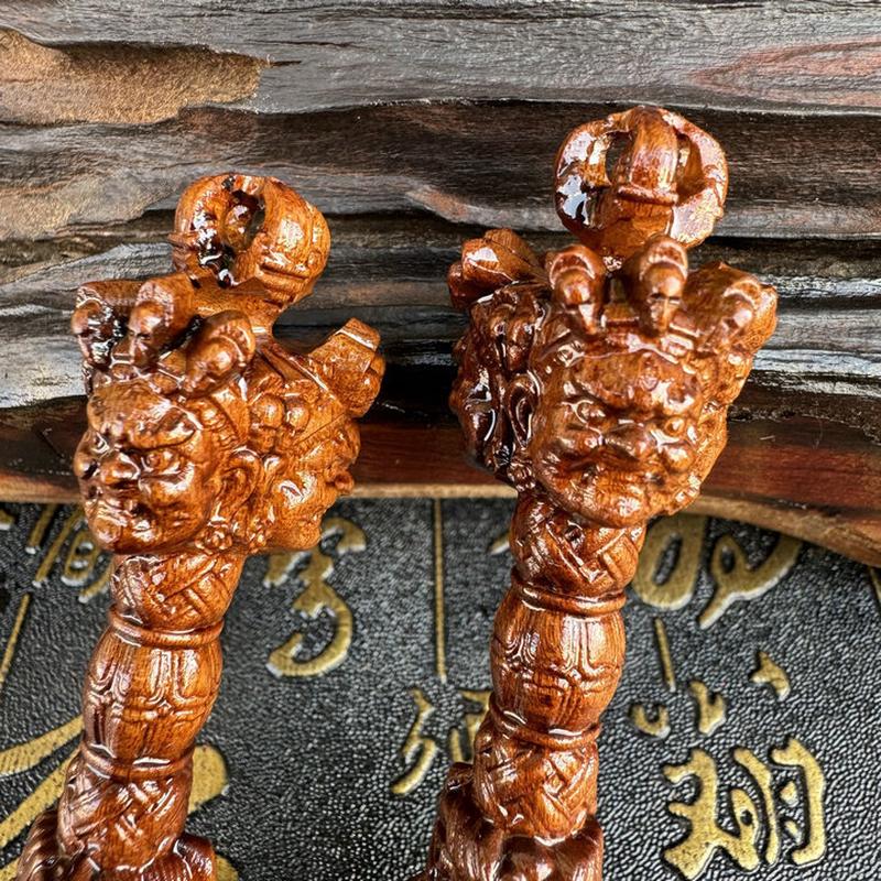 天然雷焦枣木金刚杵镢木实摆件雕刻居家木雕手把文玩工艺品