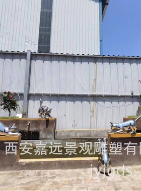 热销流水摆件猫咪玻璃钢猫咪招财猫摆件景观小品不锈钢动物雕塑不