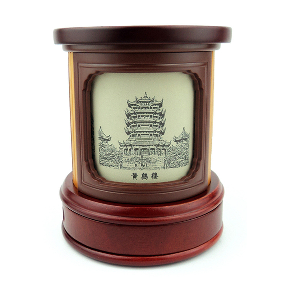 可旋转笔筒创意印章笔筒工艺品木质文创产品旅游景区学校纪念礼品
