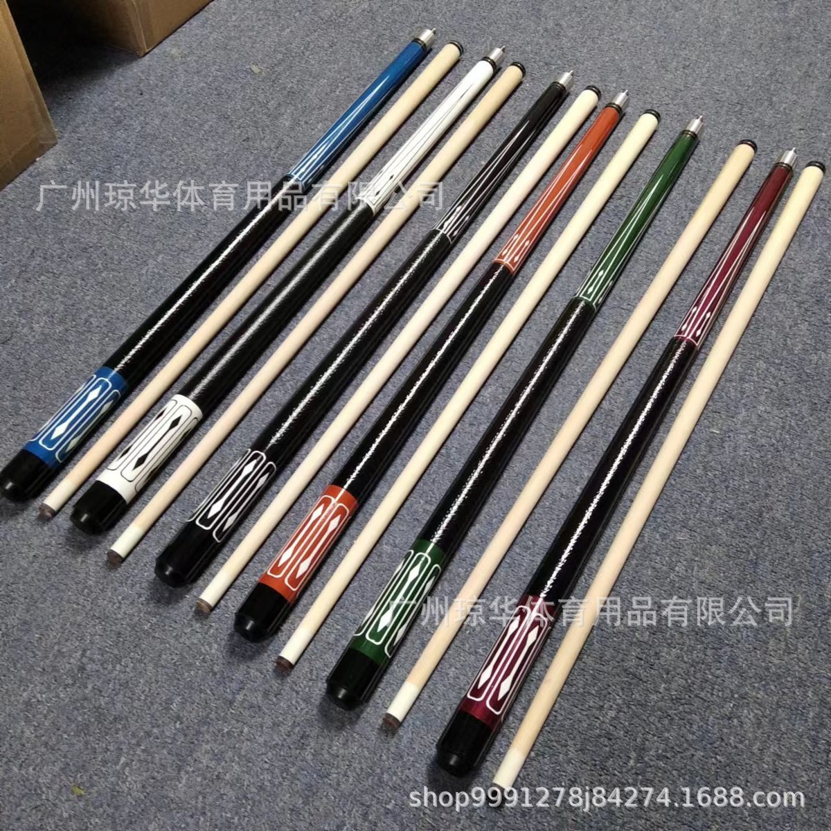 箭头漆皮款纹握把时尚九球杆中式黑八台球杆美式大头杆台球厅公杆