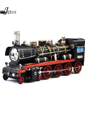 复古铁皮车模火车酒吧咖啡厅装饰摄影道具金属工艺品家居软装