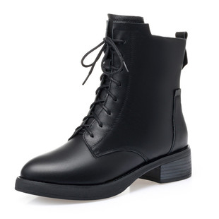 女靴子英伦风秋冬棉靴女 秋鞋 皮女鞋 尾货真软皮马丁靴女2022年秋季