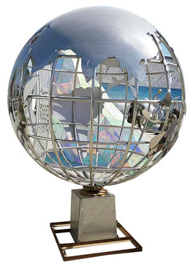 不锈钢地球仪雕塑校园景观摆件造景主题装饰镂空金属亮面圆球雕塑