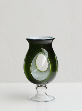 碧轩简约客厅古风渐变高脚烛台手工风灯花瓶软装酒店中家居玻璃瓶