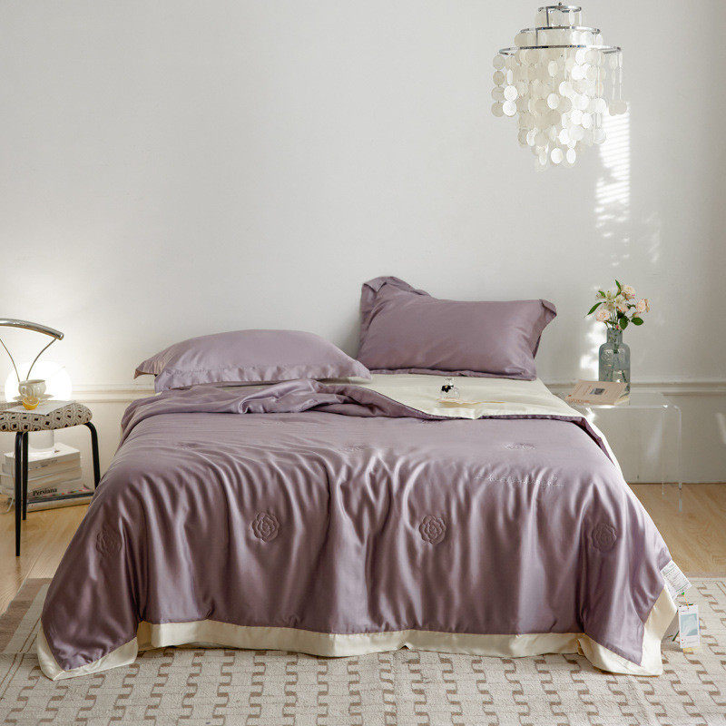 高端60支兰精天丝夏凉被四件套凉感机蚕丝空调被可丝滑洗薄款被子