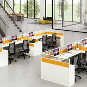 南京简约钢木办公室桌职员4人 6人位员工办公桌椅组合隔断可定购