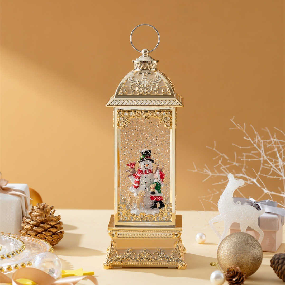 s01-2电镀火车氛围圣诞水晶球音乐盒摆件圣诞树布置小夜灯圣诞