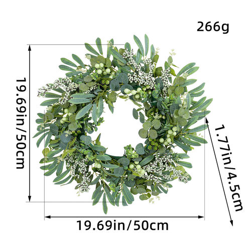 圈鸿仿真浆果花环节日尤加利藤纵门挂仿真树叶藤条装饰挂件