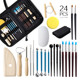 陶艺工具24件套艺术粘土雕刻刀diy装 打孔器硅胶点钻笔细节针