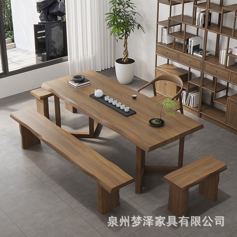 新中式茶几桌简约现代功夫茶台客厅家用实木茶桌椅组合阳台泡茶桌