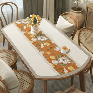 椭圆形餐桌垫防水防油餐桌布弧形台耐高温防烫桌垫硅胶轻奢高级感