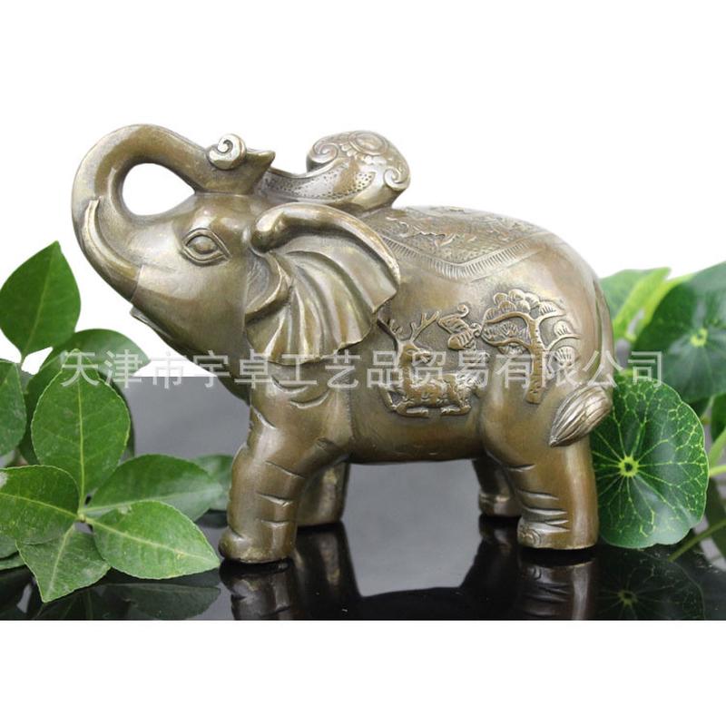 宇卓铜器铜财福象纯铜大象象纯铜象黄铜工艺品摆件