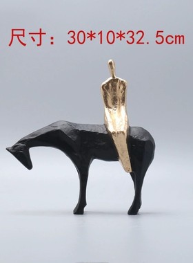 新中式创意骑马雕塑禅意摆件书房办公室招财摆设橱窗玄关软装饰品