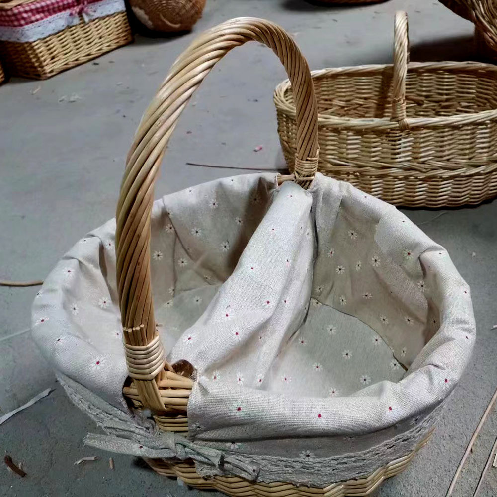 户外野餐篮子藤编柳编花篮ins酒店清洁工具篮购物田园带盖篮子